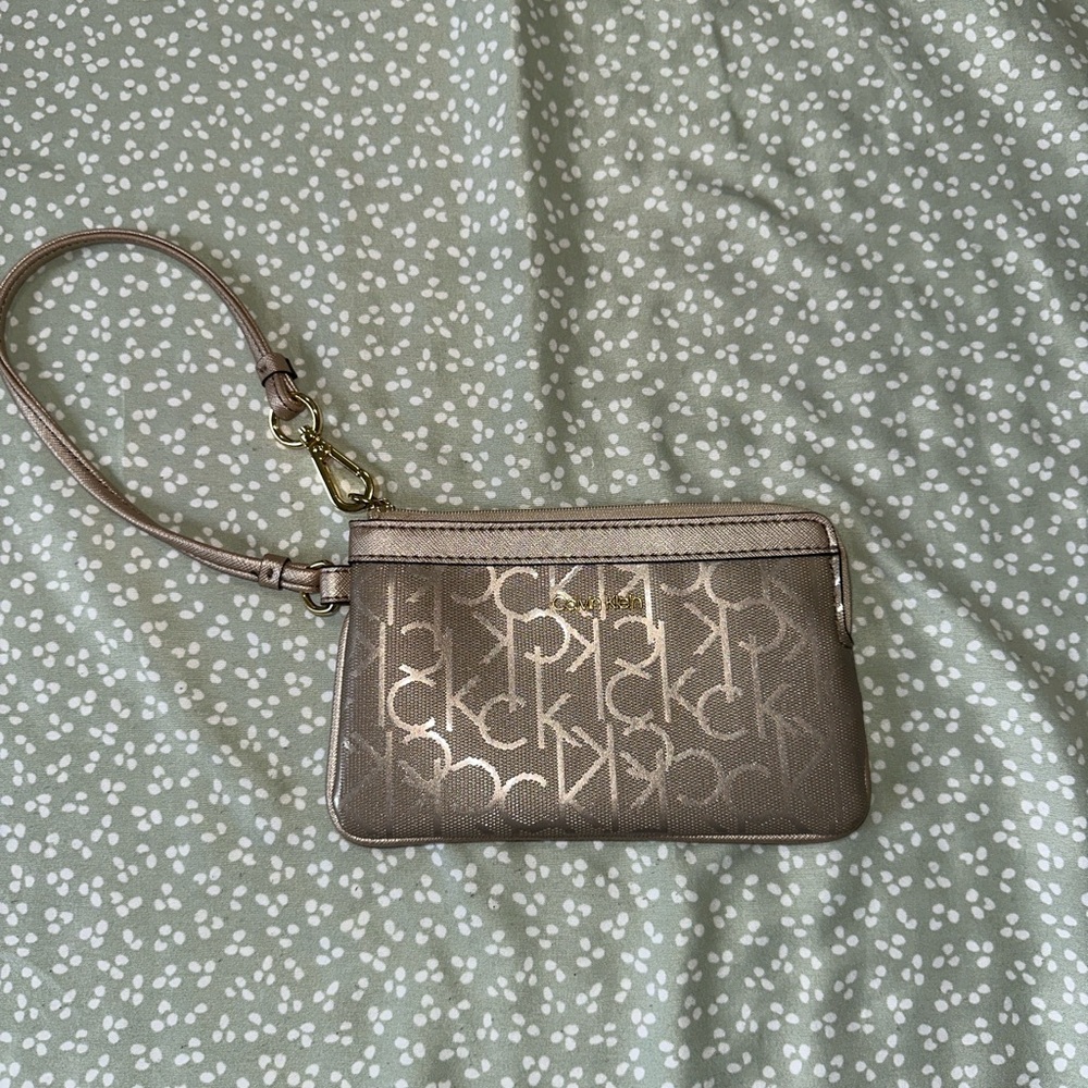 Calvin Klein Gold Logo Wristlet
